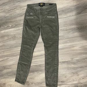 Lucky brand Charlie skinny corduroy gray pants with “Lucky you” zipper